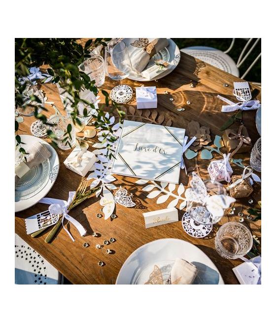 10 Marque-Verres Cœurs Dentelés Blanc