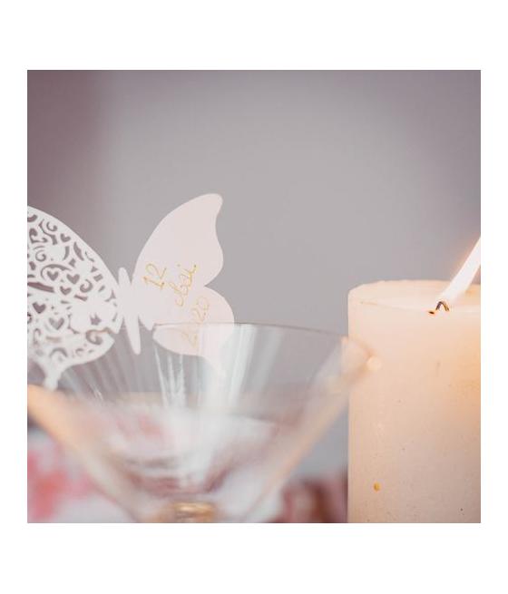 Marque-Verres Papillons Dentelés Blanc