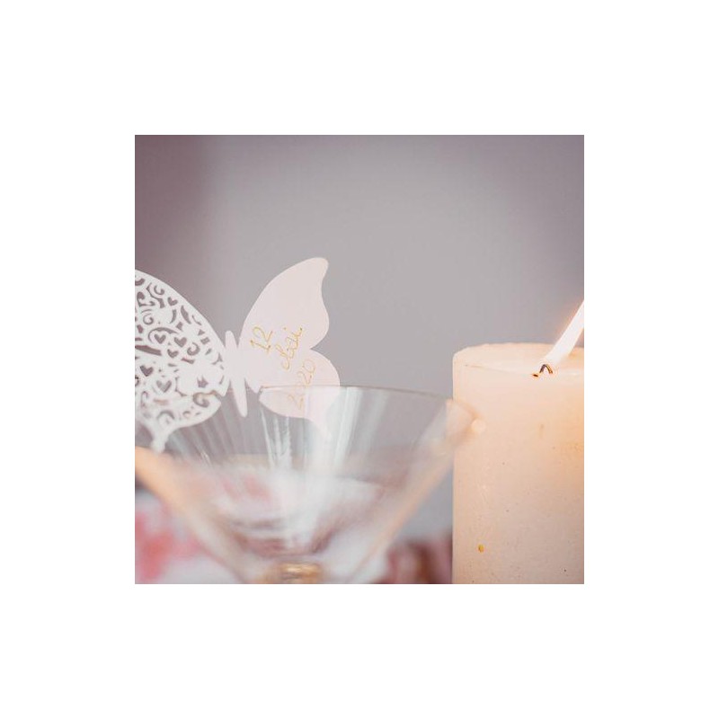Marque-Verres Papillons Dentelés Blanc