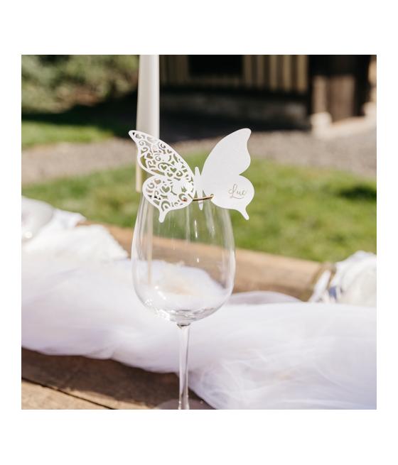 Marque-Verres Papillons Dentelés Blanc