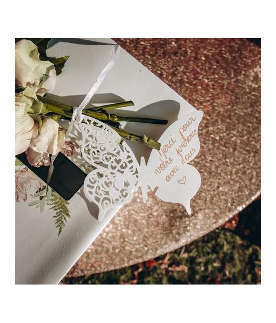 Marque-Verres Papillons Dentelés Blanc