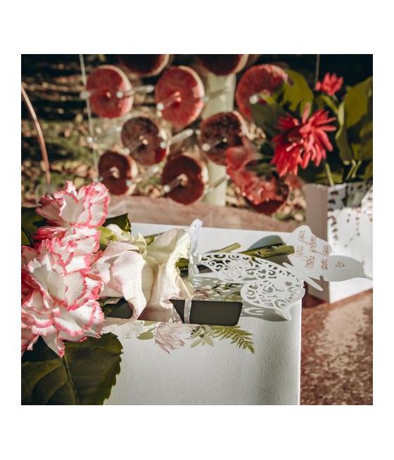 Marque-Verres Papillons Dentelés Blanc