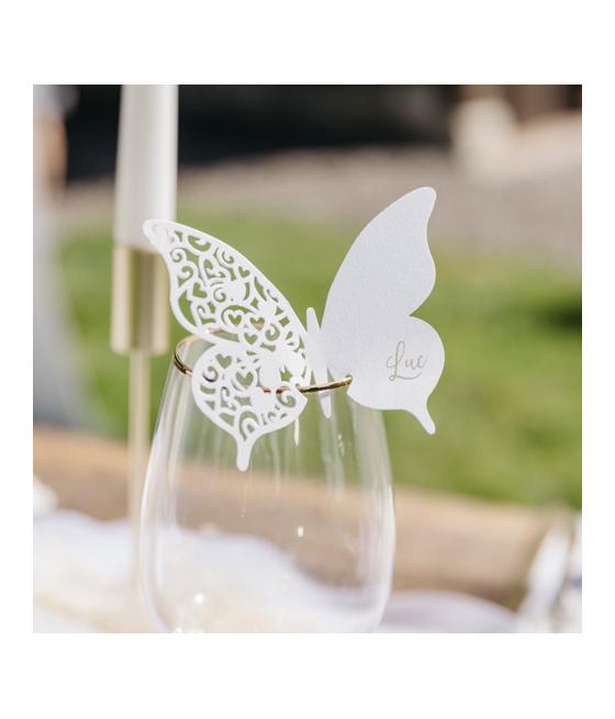 Marque-Verres Papillons Dentelés Blanc