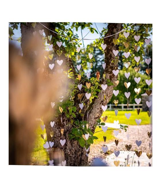 Rideau de Petits cœurs Blanc et Or