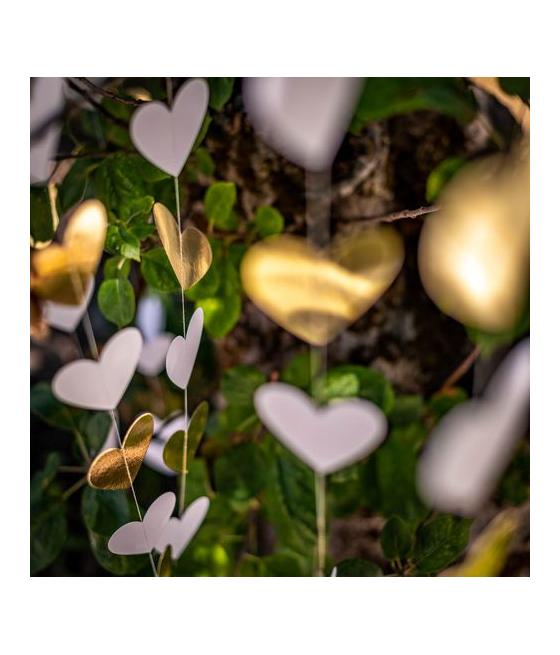 Rideau de Petits cœurs Blanc et Or