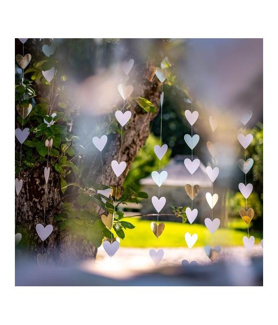 Rideau de Petits cœurs Blanc et Or