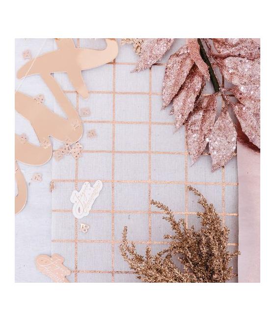 Chemin de Table Carreaux Effet Lin Floqué