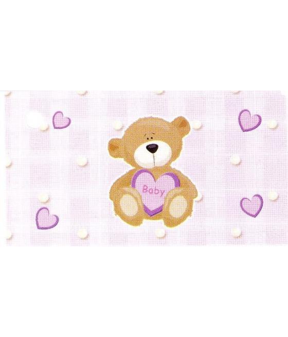 Etiquette Bapteme / Naissance (X10)Rose avec un ravissant petit ourson.