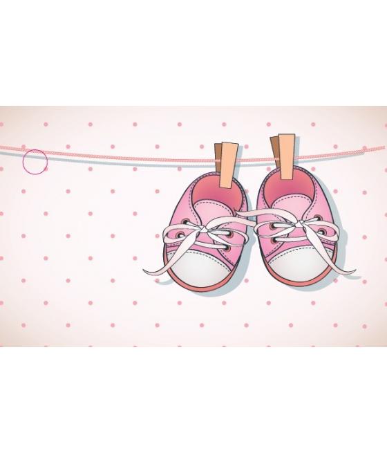 Etiquettes rose en forme de baskets