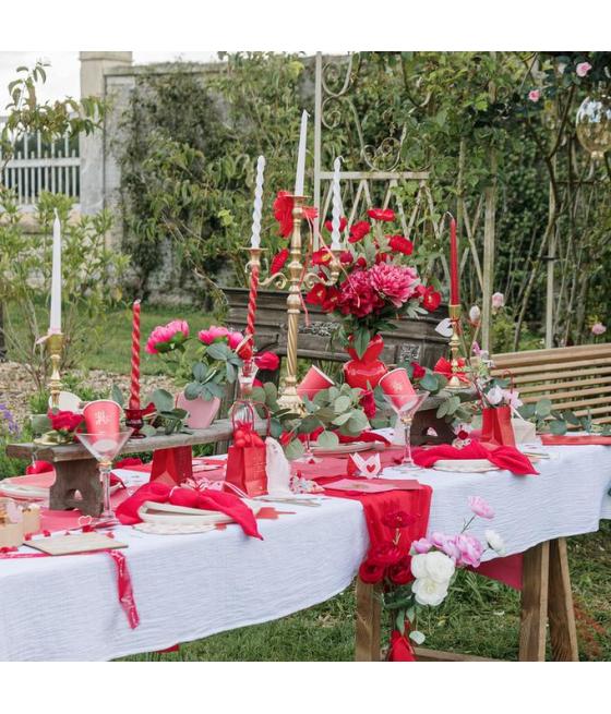 chemin de table organza perles rouge