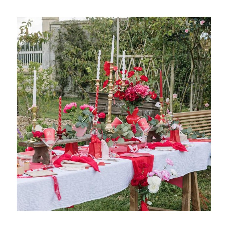 chemin de table organza perles rouge
