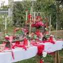 chemin de table organza perles rouge