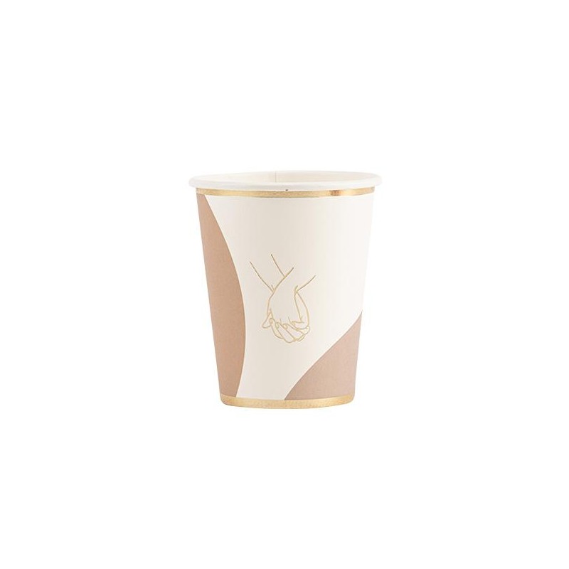8 Gobelets Bella Terra Carton Camel, Ivoire et Or