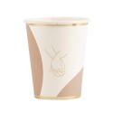 8 Gobelets Bella Terra Carton Camel, Ivoire et Or
