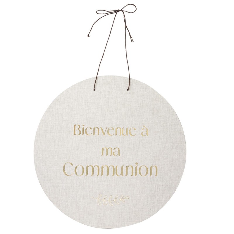 Panneau bienvenue communion lin or