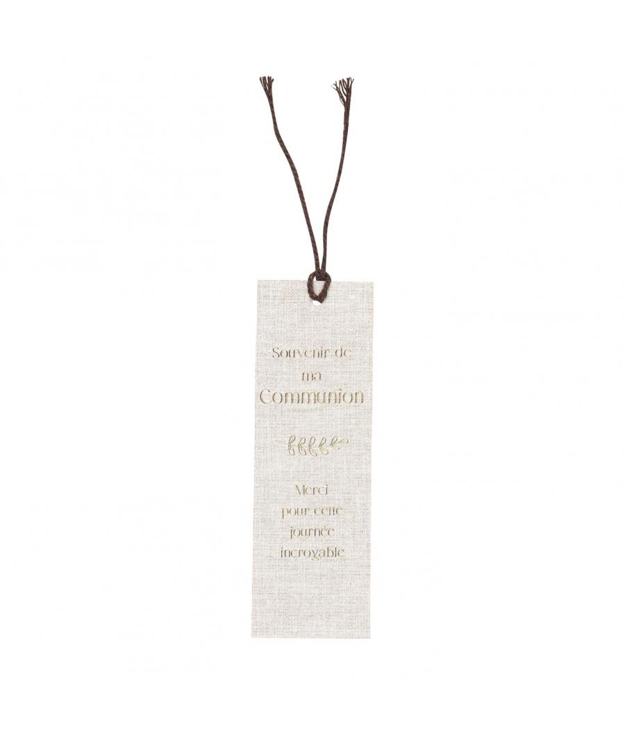 Marque pages communion lin or ficelle coton