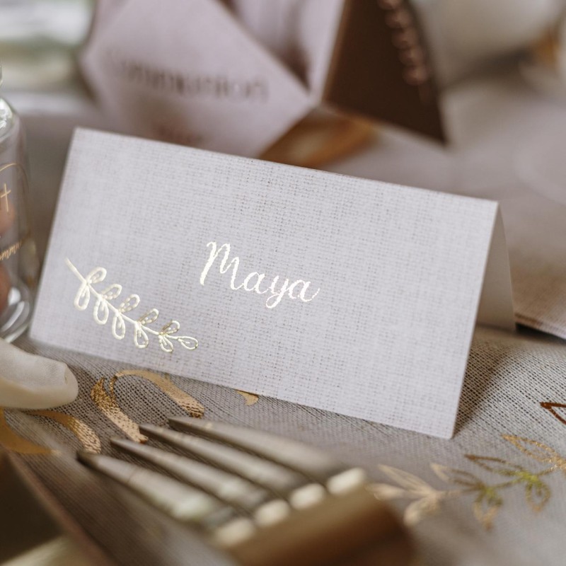 Marque places papier lin or