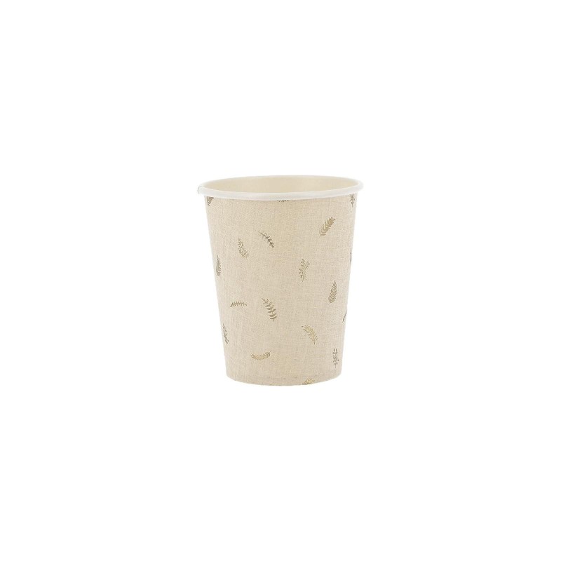 Gobelets feuillage effet lin or