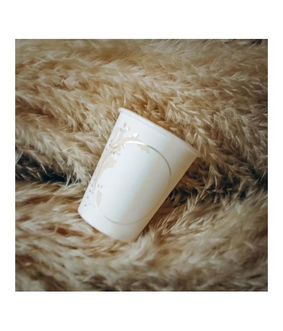 8 Gobelets Fleurs des Champs Blancs, Blush et Or