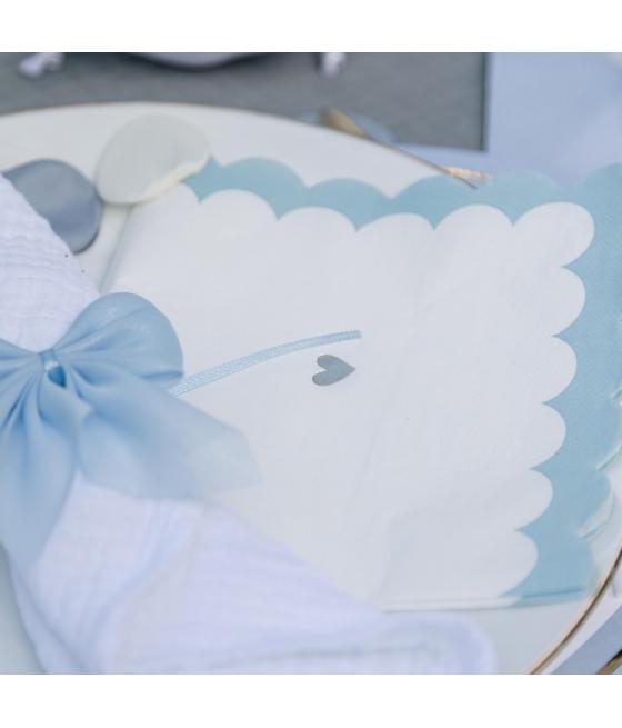 16 serviettes petits cœur Papier Bleu