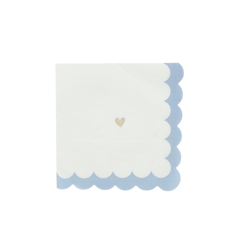 16 serviettes petits cœur Papier Bleu