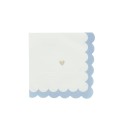 16 serviettes petits cœur Papier Bleu