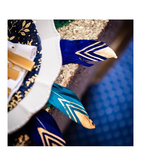 6 Plumes Ethnique Bleu Paon