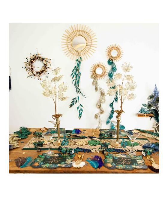 6 Plumes Ethnique Bleu Paon