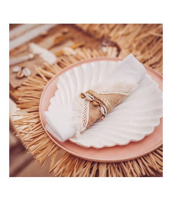 6 Napperons Jute et Franges