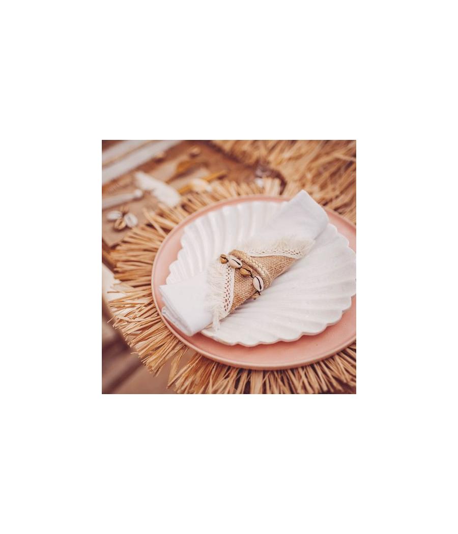6 Napperons Jute et Franges