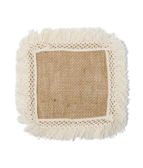 6 Napperons Jute et Franges