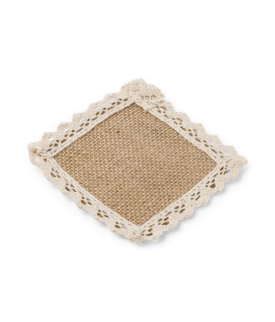 6 Napperons Carrés Jute et Dentelle