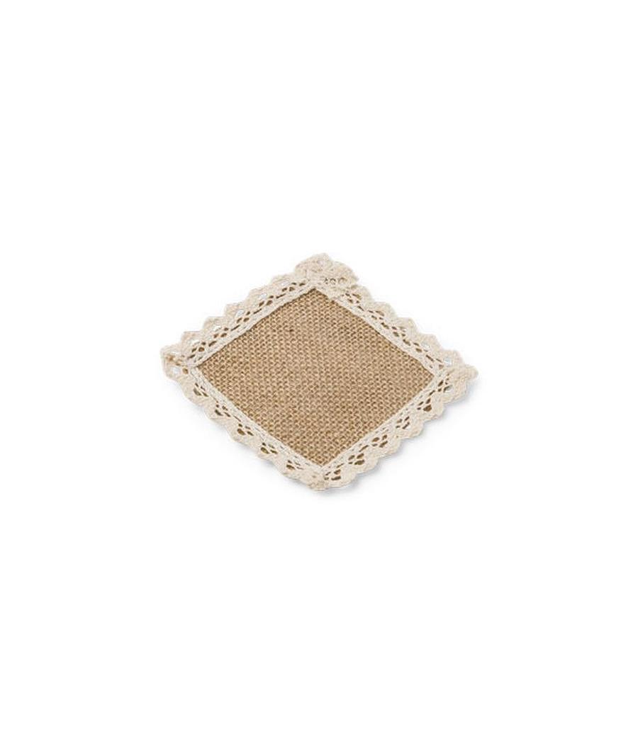 6 Napperons Carrés Jute et Dentelle