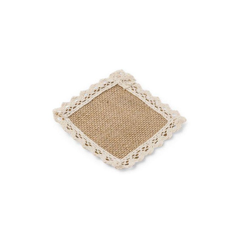 6 Napperons Carrés Jute et Dentelle