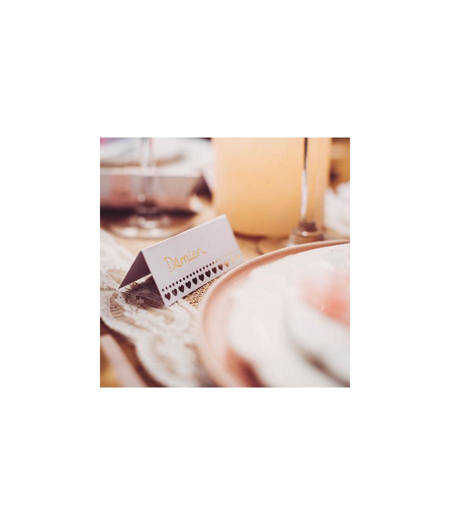 10 Marque-Places Coeurs Blanc