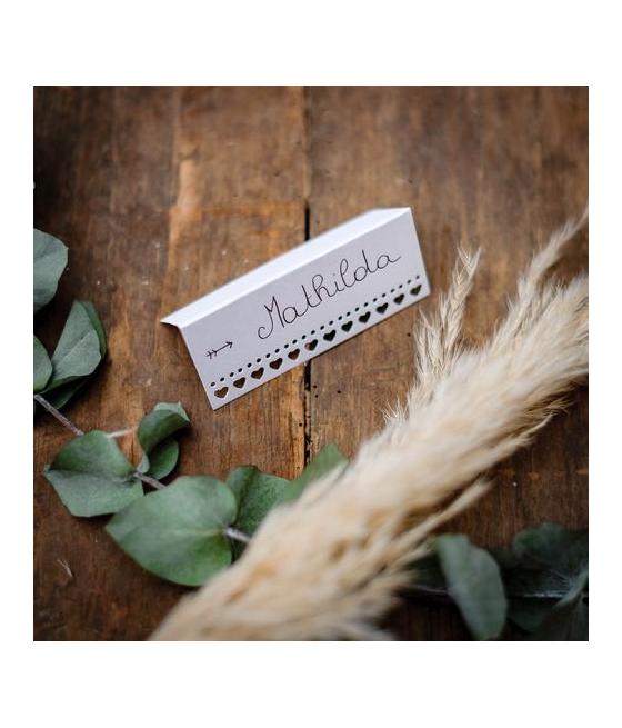 10 Marque-Places Coeurs Blanc