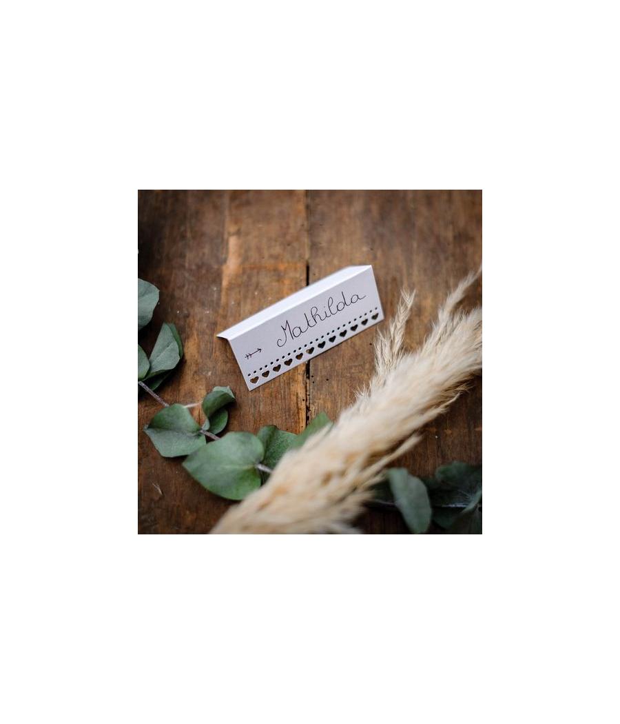 10 Marque-Places Coeurs Blanc