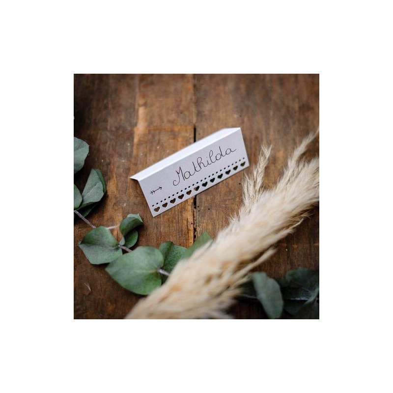 10 Marque-Places Coeurs Blanc