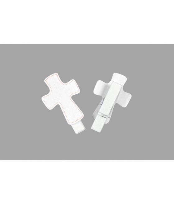 Pince déco croix rose